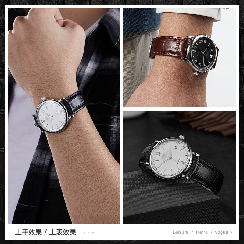 Istrap genuine leather strap for men and women crocodile pattern cowhide suitable for Tissot, Longines, Mido, Citizen, Casio dw, Seiko Seagull, Fiyada, Armani watch with Leloc bracelet, black same color thread丨gold pin buckle and dial interface width 16mm