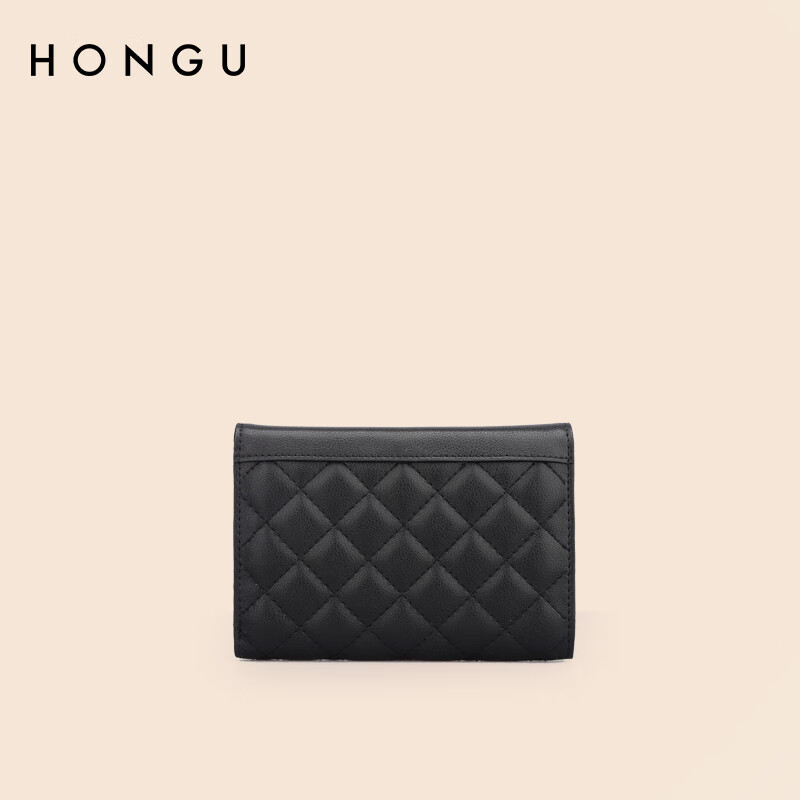 Honggu Women's Wallet Cowhide Wallet Women's Short Folding Diamond Coin Purse Small Bag New Year's Birthday Gift