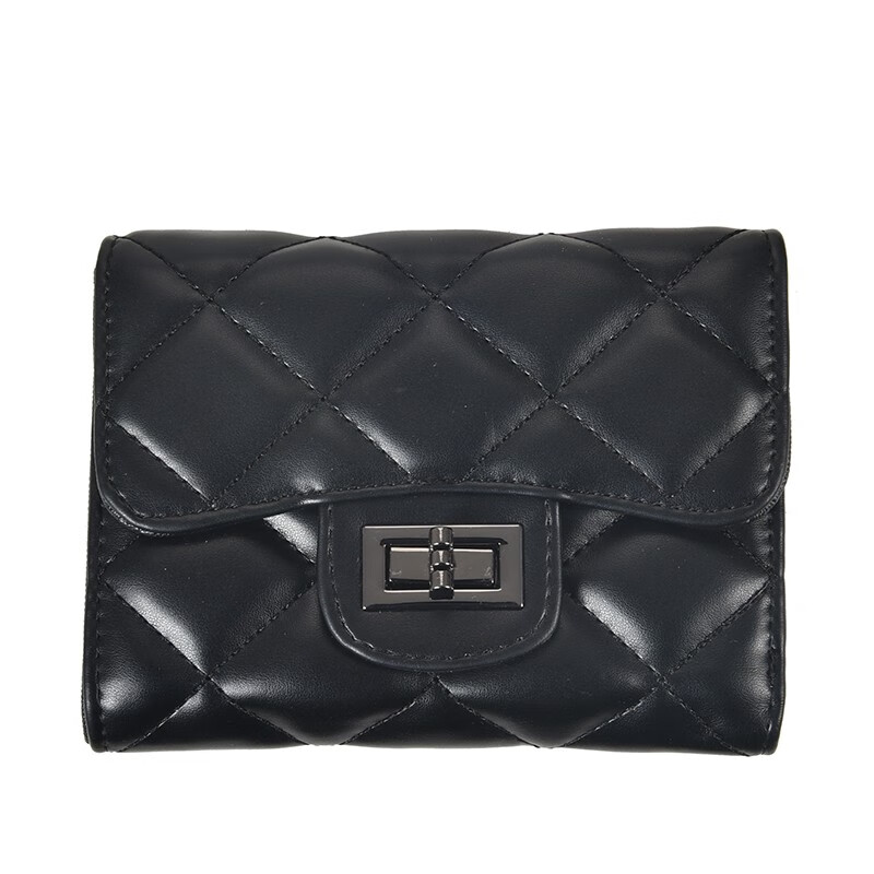 Woodpecker (TUCANO) Spring New Wallet Women's 2024 New Fashionable and Versatile Korean Style Diamond Short Clutch Bag Black