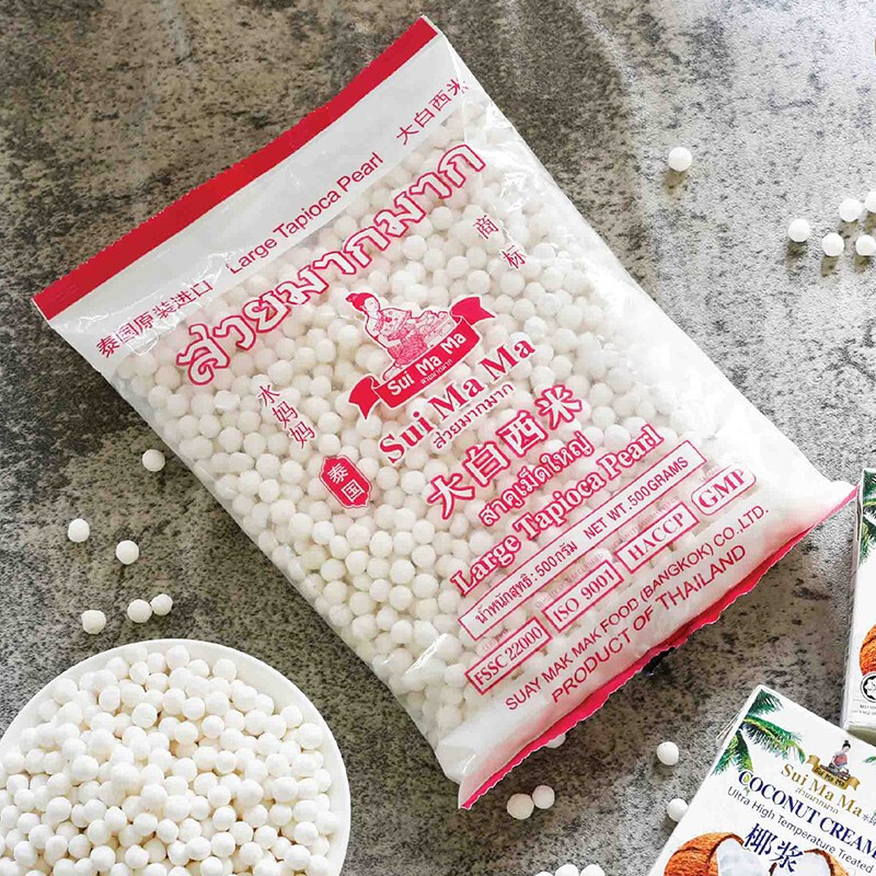 Shui Mama Big White Sago 500g imported from Thailand, 0-fat miscellaneous grains, sago, taro balls, fruit, dessert raw materials