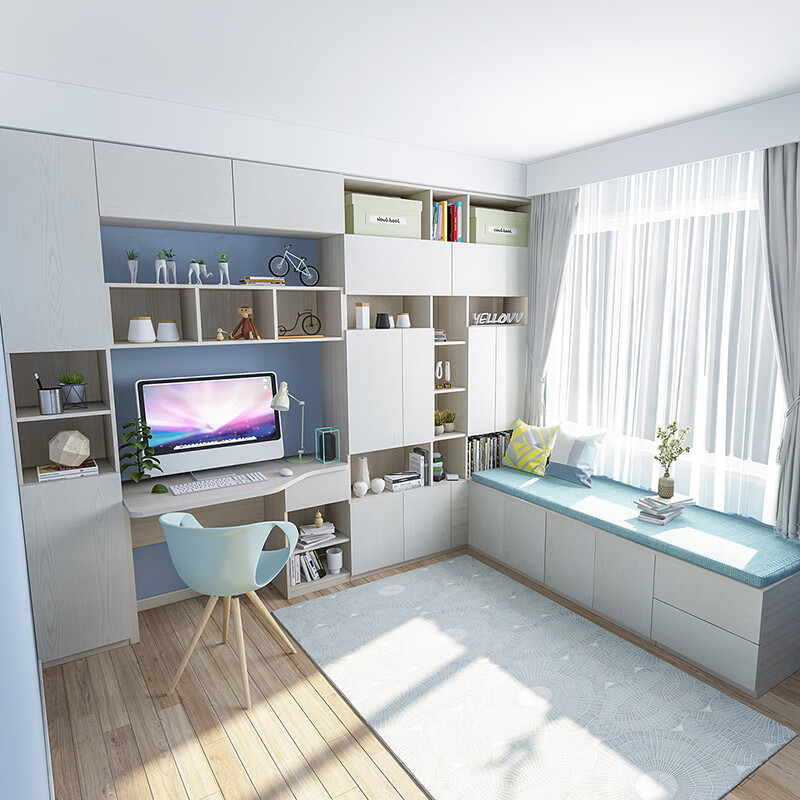 Sophia tatami bedroom study bay window tatami bed wardrobe integrated custom storage locker whole house customization custom gold