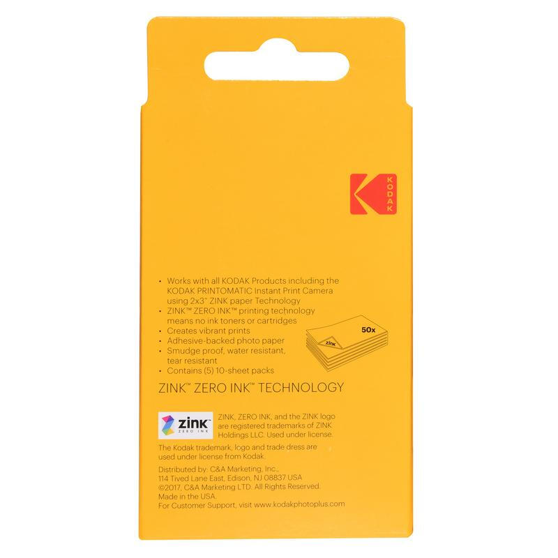 KODAKZink 2X3 inch photo paper Kodak PRINTOMATIC, Smile series instant photo paper instant inkless photo paper 50 sheets