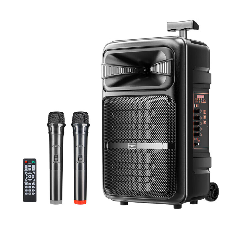 Newman B12 square dance audio 12-inch outdoor karaoke subwoofer Bluetooth audio portable mobile stage trolley speaker amplifier high-power subwoofer A12 60W high-end version + dual microphones