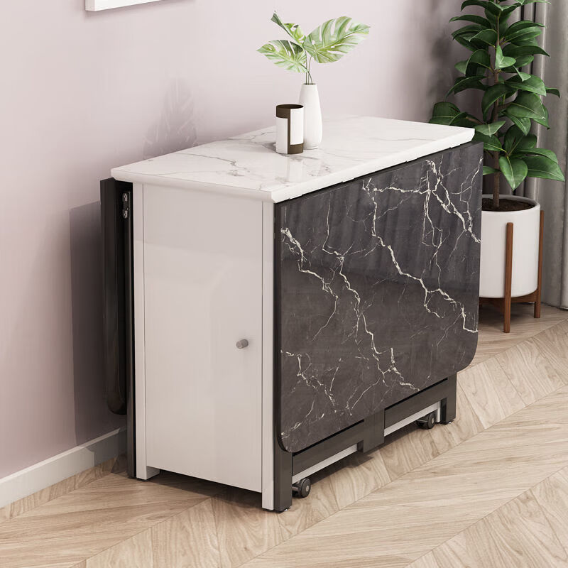 Supai dining table retractable folding dining table for home modern simple table and chair combination small apartment sideboard home dining table A style white marble 1.3m