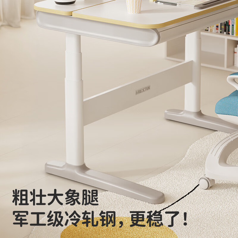 Loctek children's study table solid wood electric lift table for all ages primary school writing desk T4+A31 blue+bookshelf