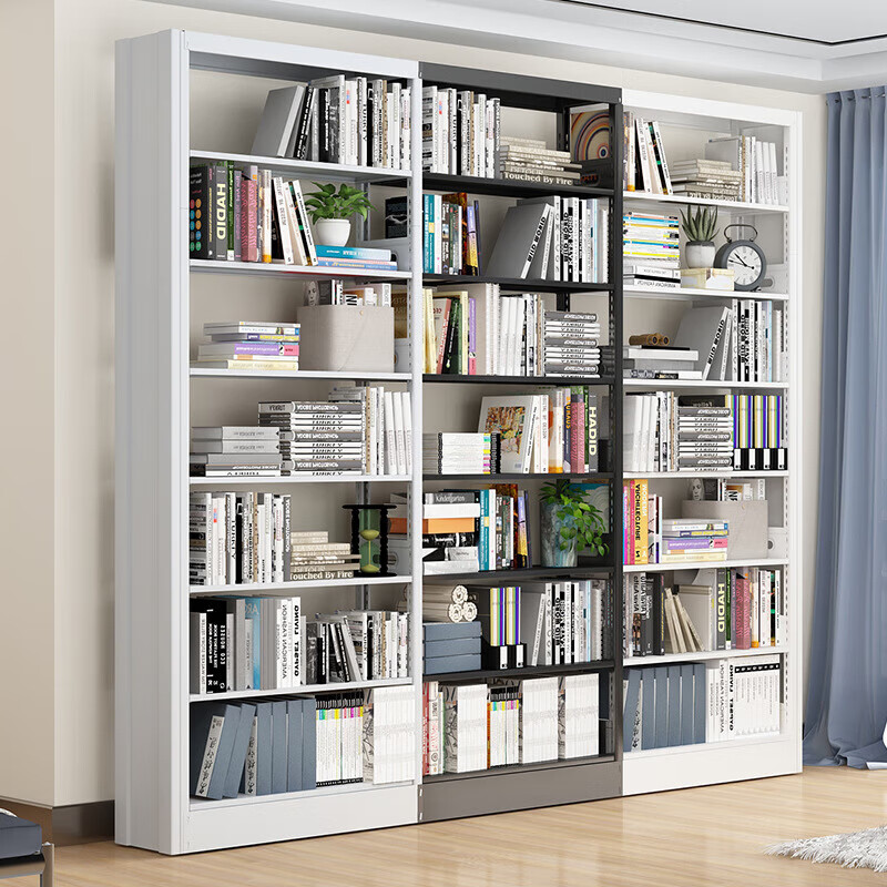 Kington steel bookshelf library reading room bookshelf data file storage display rack white single side a set of four columns