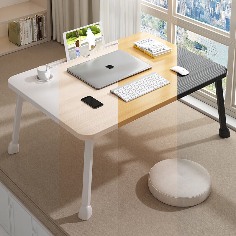 Hongqingxin's heightened and large bed small table bay window computer table folding table berth home lazy desk student writing heightened upgraded model apple wood horseshoe legs 60*4