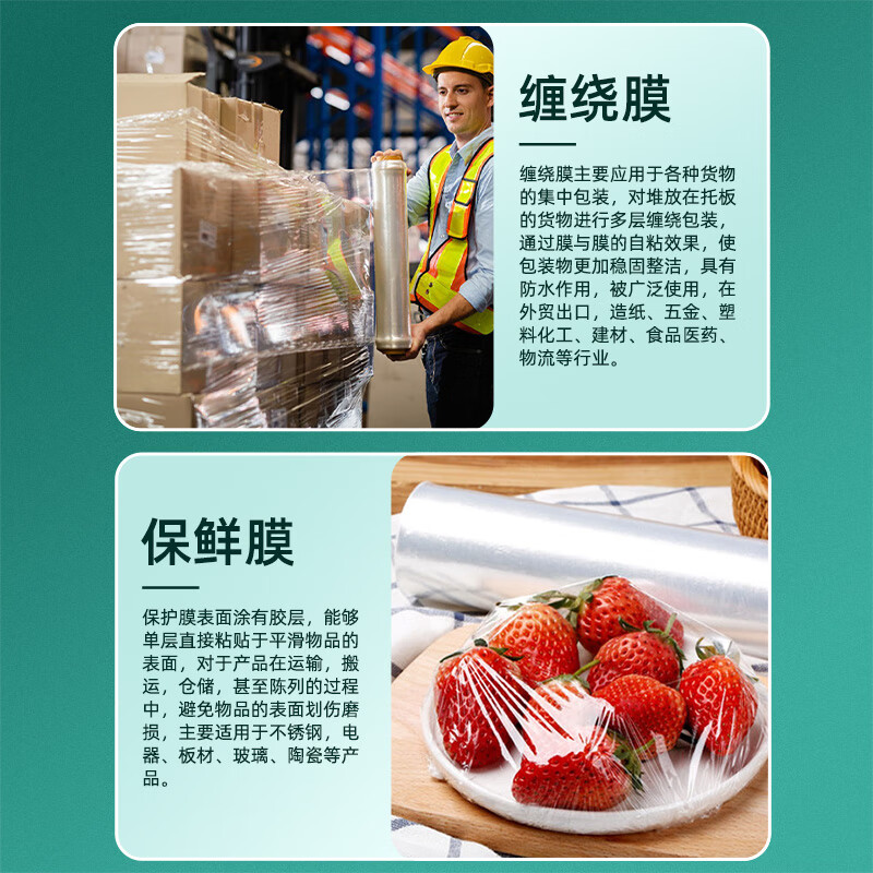 BIAZE stretch film packaging film 50cm*200m film net weight 1.2kg/roll pe stretch film industrial packaging film cling film moving packaging film protective plastic film