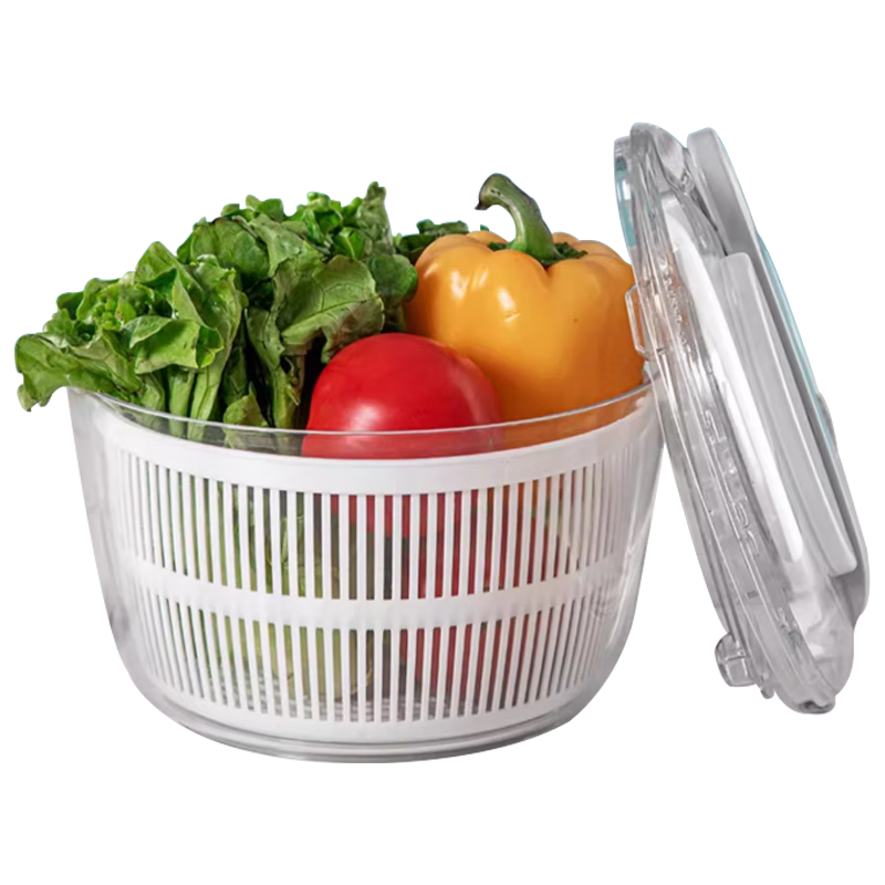 Axco Fruit and Vegetable Salad Dehydrator Vegetable Press-type Spin Dryer Washing Basin Drain Basket Washing Fruit Dehydration Large 5L Upgrade Large Capacity Double-layer Design