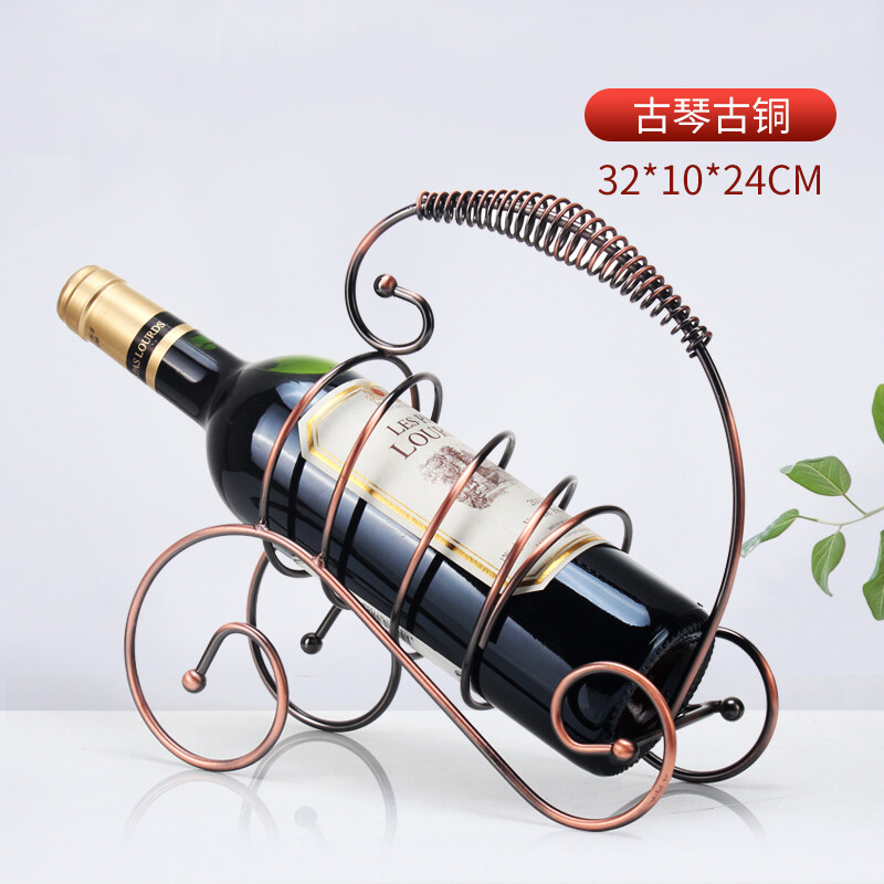 KANGZHIRUN Iron Wine Rack Creative Wine Rack Red Wine Rack Ornament Fashion Home Decor Iron Wine Bottle Rack Display Rack Guqin Bronze