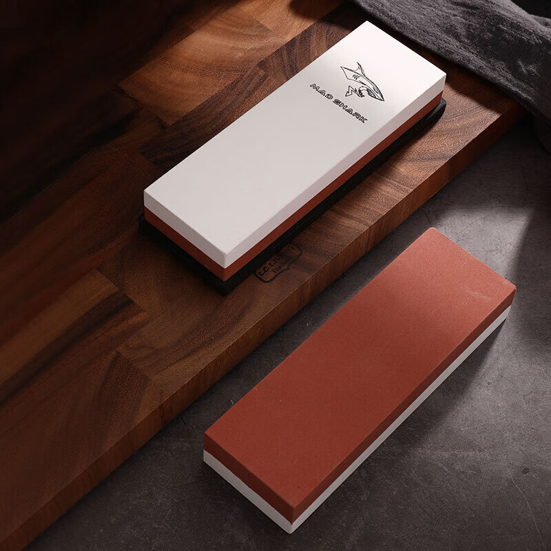 MAD SHARK German imported double-sided sharpening tool sharpening stone household anti-slip fine grinding coarse sharpening tool multifunctional 1000/6000 mesh white corundum sharpening stone + bamboo base