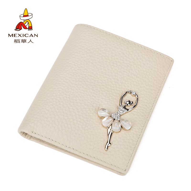 Scarecrow Women's Wallet Short Genuine Leather New Korean Style Pink Cute 20% Off First Layer Cowhide Student Small Wallet Pink Horizontal Style