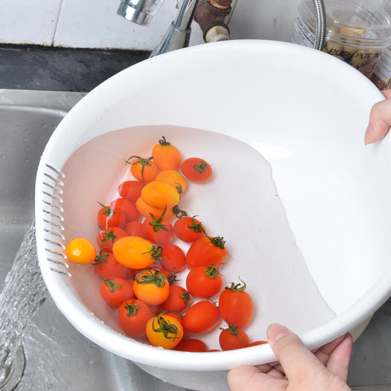 Sungsa Japan imported double-layer plastic sink large vegetable basket fruit basket kitchen hollow draining dish storage basket green set basin + draining basket