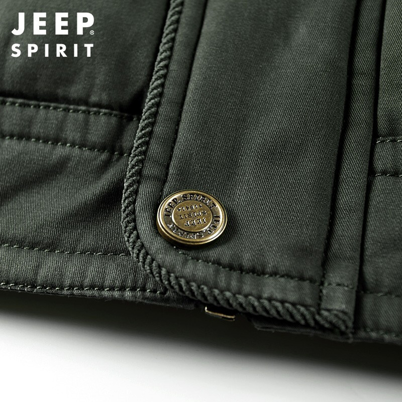 JEEP SPIRIT Jeep cotton jacket men's velvet thickened warm jacket men's autumn and winter high-end workwear cotton coat men's cotton jacket top