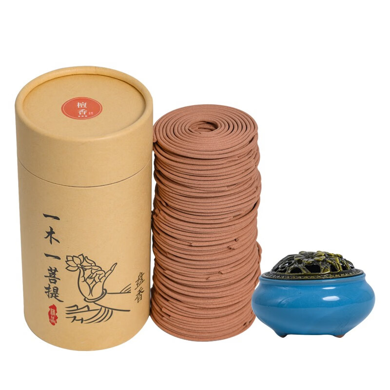 Jinshiluo Natural Coiled Incense Bathroom Odor Removal Toilet Deodorizing 120 Discs Sandalwood Deodorizing Sandalwood 120 Single Discs + Incense Burner + Fireproof Cotton K505