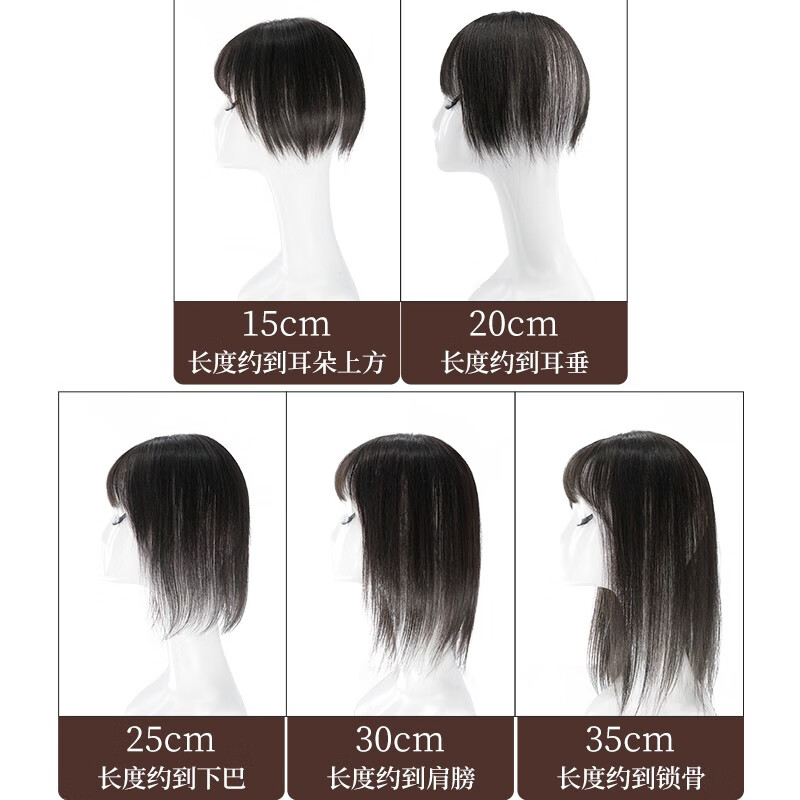Hengfa wig piece for human hair on top of head, seamless cover for white hair, wig piece for women, light and thin replacement cover, needle replacement block, hand-woven inner net 5*8, natural black 15cm