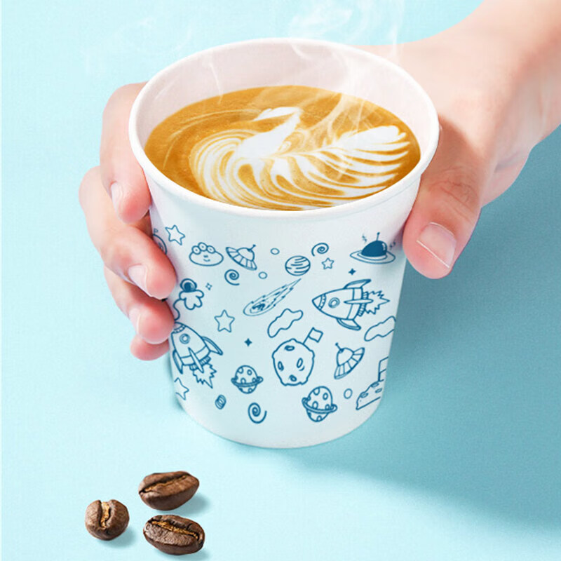Mengting disposable paper cup 233ml office coffee cup thickened paper cup family pack 100 pieces for business and home use