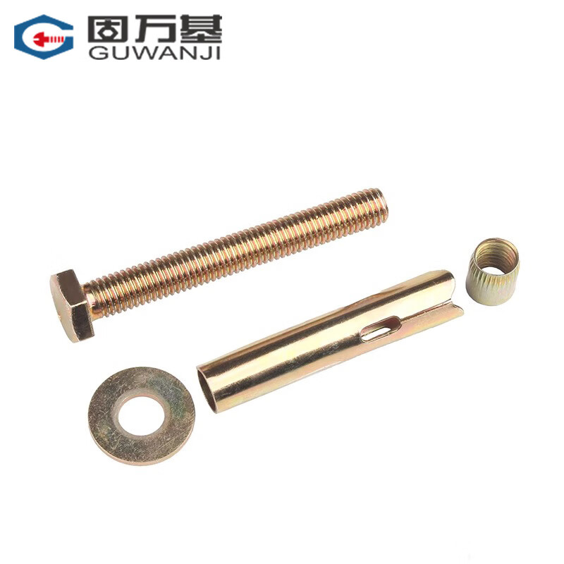 Guwanji (GUWANJI) conical hat type expansion bolt, external hexagonal internal expansion screw explosion, built-in tube expansion and explosion, carbon steel color zinc plated M10x60, 50 pieces/pack