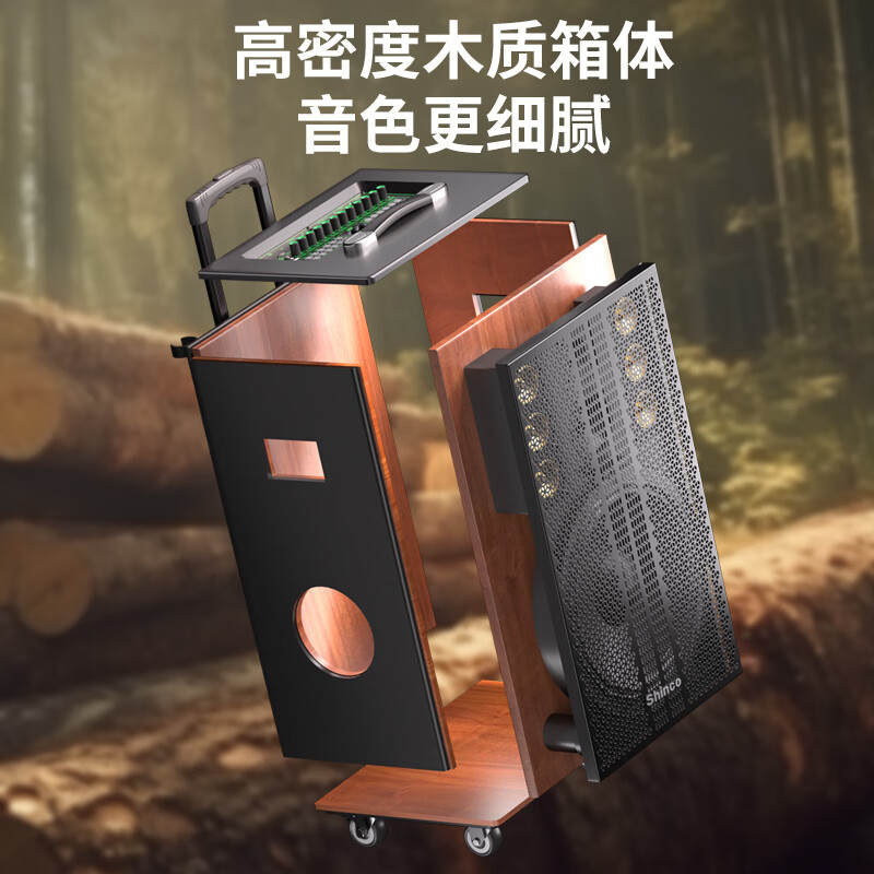 Xinke Tianlai No. 19 square dance outdoor audio 15-inch bass pull rod audio speaker type pull rod Bluetooth electric acoustic guitar bass folk singing instrument speaker wireless dual microphone