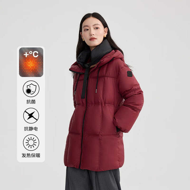 ERAL goose down jacket for women, short down jacket, removable U-shaped pillow, waist drawstring, slimming and warm jacket, pine fog gray M 160, recommended 105-115 catties