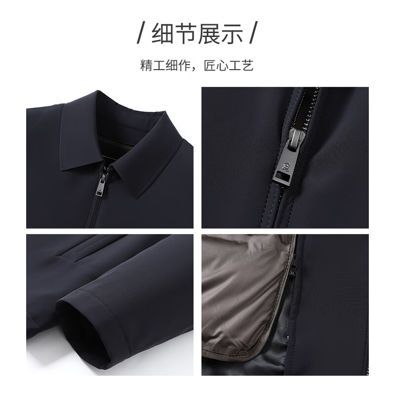 MONTAGUT Down Jacket Men's Winter Lapel Business Jacket Water-Repellent Duck Down Warm Jacket to Keep Out the Cold Navy 50
