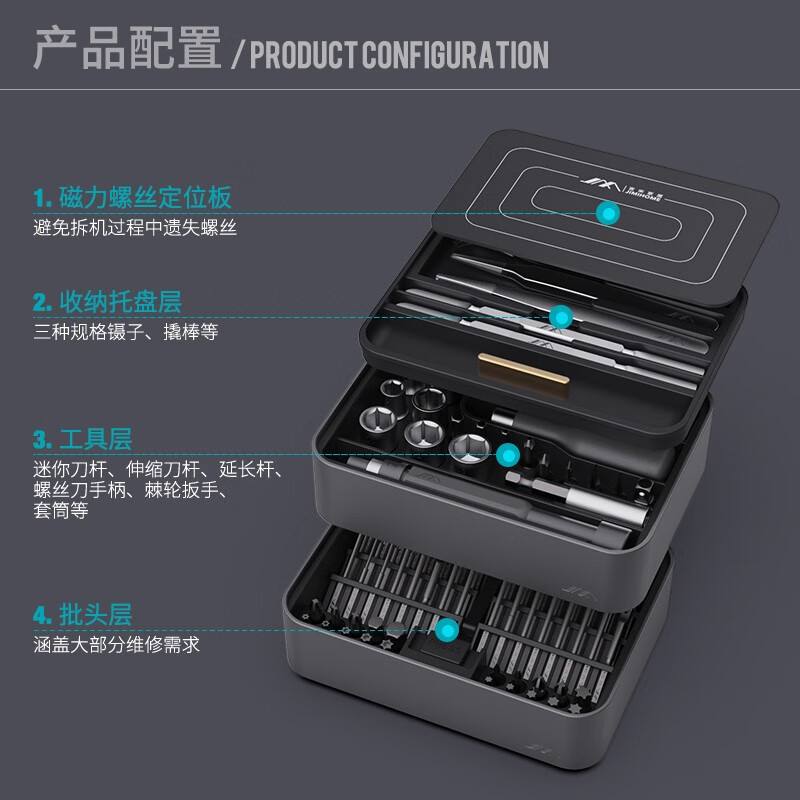 Jimmy Home Precision Screwdriver Set S2 Magnetic Bit Home Maintenance Disassembly Machine Huajianyue FM3 Desktop Disassembly Machine 100-piece Set