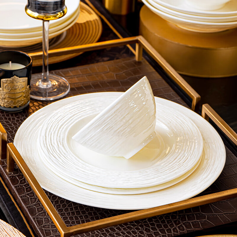 Hanming Jingdezhen underglaze color bowls, plates and tableware complete set bone china simple dishes and chopsticks set home high-end housewarming gift high temperature underglaze color | brocade box | 70-piece set