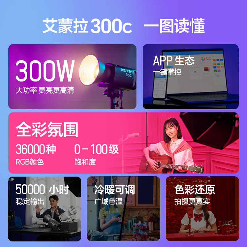 Aputure Aimora 300c live broadcast fill light 300W full color short video photography light live broadcast room beauty always on light film and television light