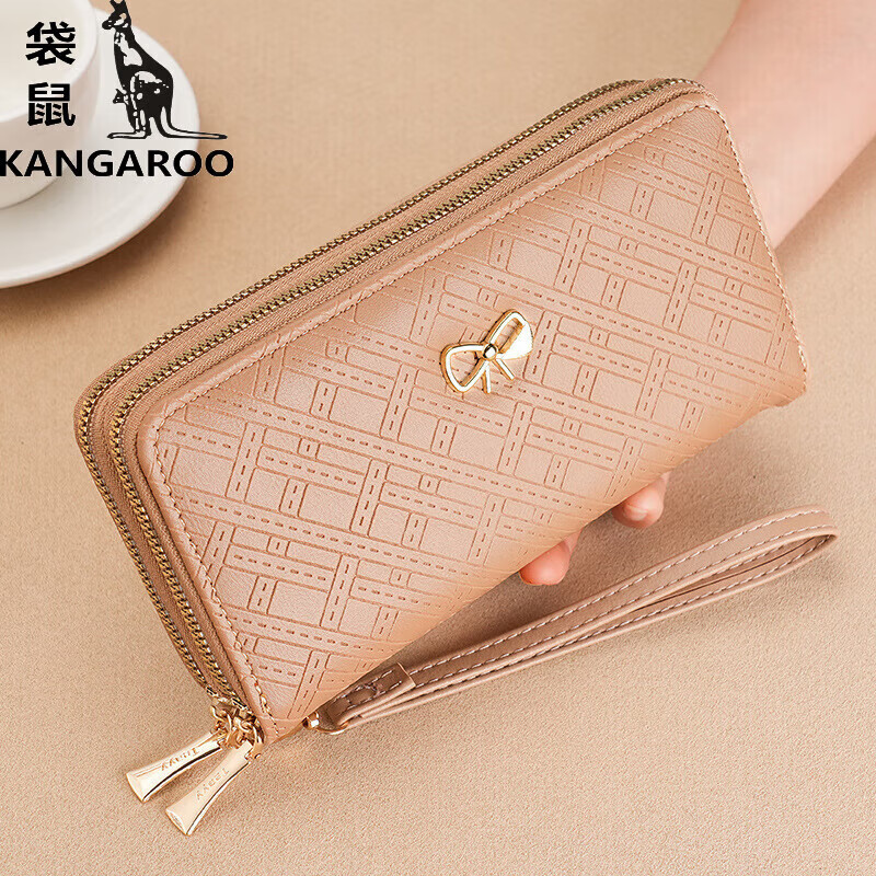 Kangaroo (KANGAROO) Women's Wallet Clutch Women's Long Simple Mobile Phone Bag Multifunctional Large Capacity Fashion Wallet Wallet Red