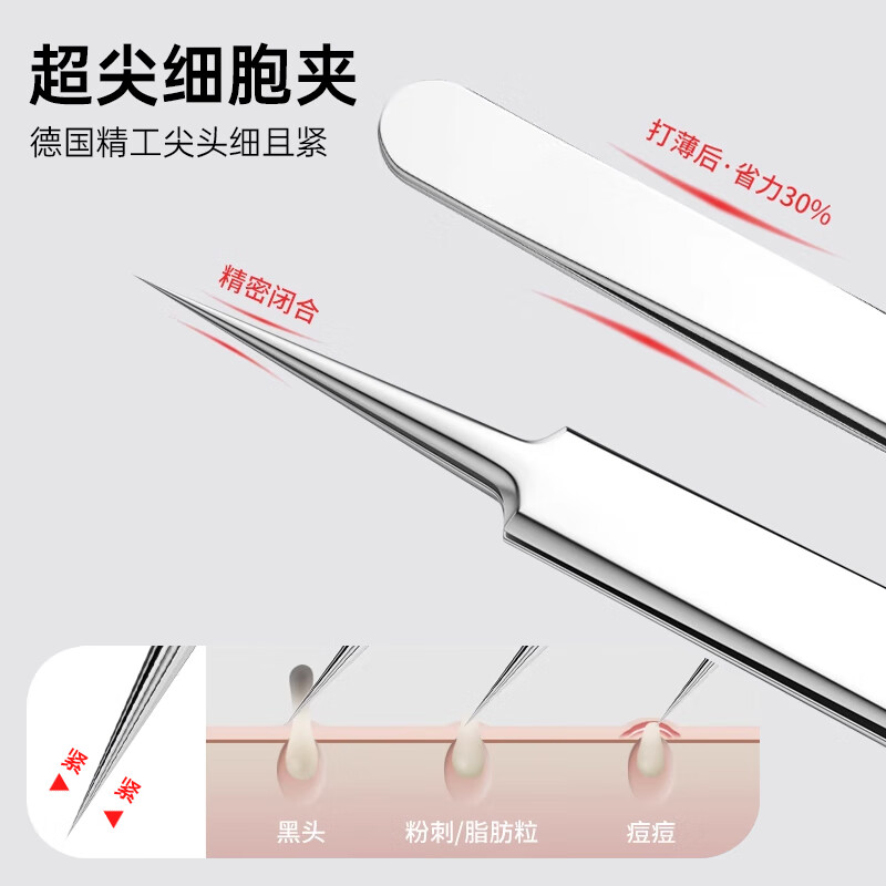 Lingchen acne needle cell clip 3-piece set of tweezers blackhead clip acne clip acne needle squeeze acne artifact