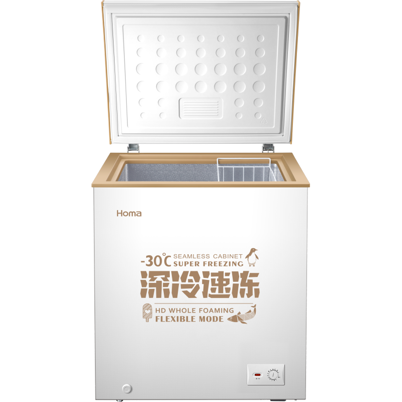 Homa 146L cryogenic-30 single-door top-opening horizontal freezer small, convenient and easy to carry commercial household power-saving refrigerator deep cold brown 146L ultra-low temperature cryogenic quick-freezing-30 705mm*550mm*847mm