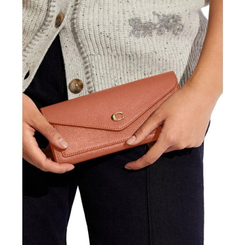 COACH Women's Wallet Light Orange Wyn Soft Leather Flip Card Slot Long Fashion Chinese Valentine's Day Gift Black os