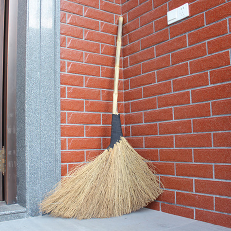Huahao Haokang Broom Broom Bamboo Broom Large Broom Bamboo Handle Iron Tree Golden Grass Broom Outdoor Factory Workshop Special Soil Broom Small Broom Iron Tree Golden Grass Broom 1.5 Meters