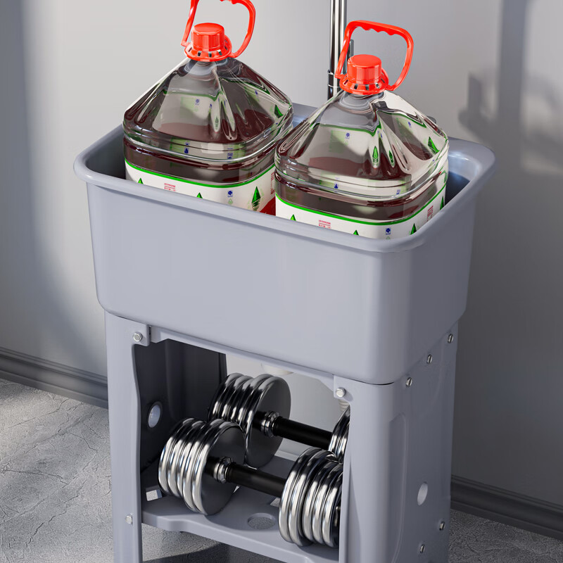 SHENFAN laundry pool balcony home small apartment wash basin outdoor plastic sink with washboard wash basin single basin gray large 60cm single basin Taiwan controlled drain