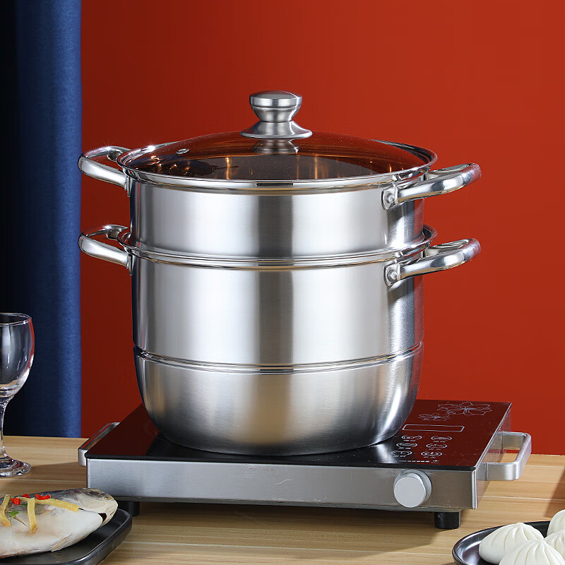 RAEUO stainless steel double-layer multi-purpose steamer 30cm double-layer steamer