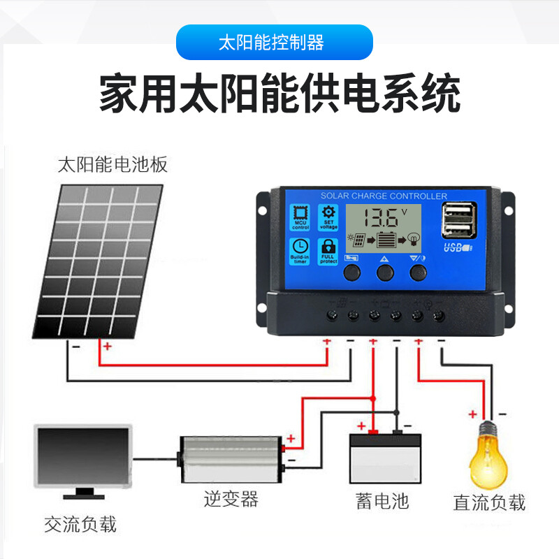 Solar controller 12v24v fully automatic universal solar panel controller street light panel charging 30A 12V/24V