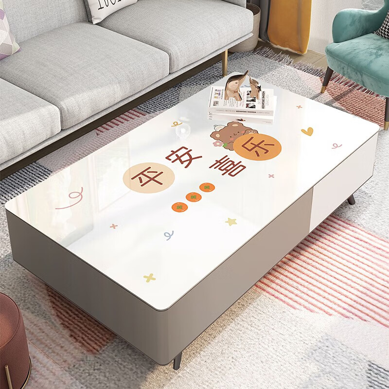 PU leather table mat, wash-free, oil-proof and waterproof, light luxury and high-end dining table mat, desktop protection mat, desk mat, coffee table table mat, Ping An Bear (upgraded non-slip bottom) 70x130cm thickened leather