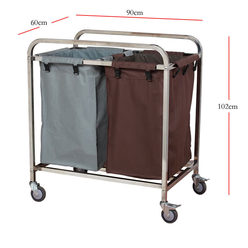 TLXT thickened stainless steel conical linen cart hotel room service cart laundry room collection cart cleaning cleaning cart extra thick all stainless steel service cart