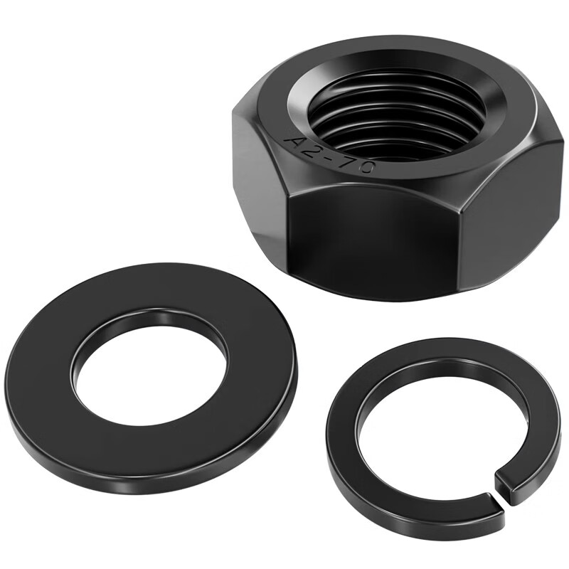 Tianzhuo Hardware Black 304 Stainless Steel Hexagonal Nut Flat Washer Spring Washer Combination Set Screw Cap M3M4M5M6M8M10mm M5-20 Set