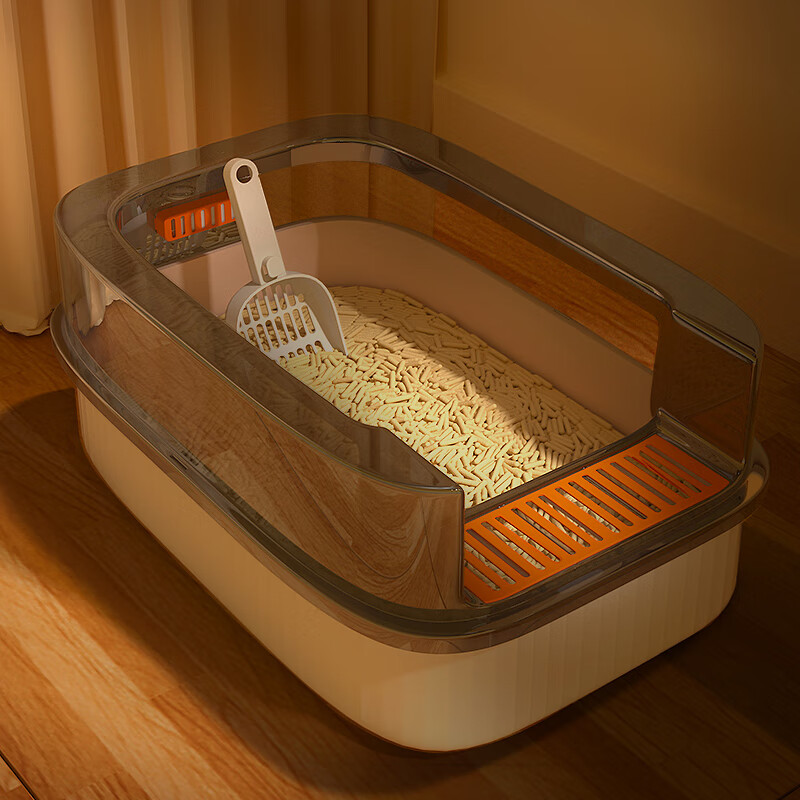 HELLOJOY cat litter box extra large semi-enclosed deodorizing cat toilet anti-splash cat litter box cat poop box with cat litter scoop