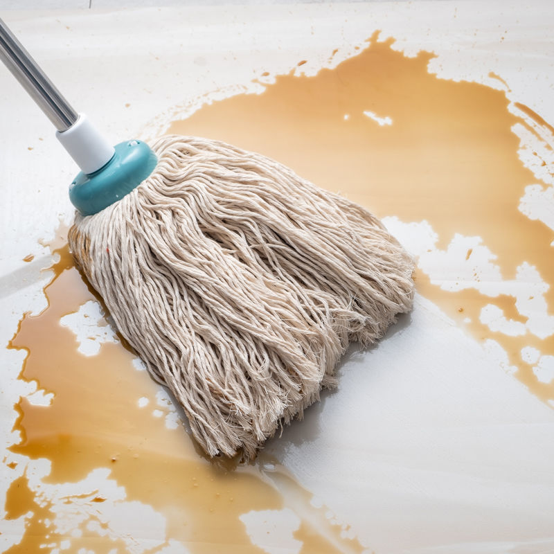 Large cotton gauze mop absorbent mop traditional old-fashioned round head long handle stainless steel cotton thread mop cotton gauze mop 1 rod 2 heads