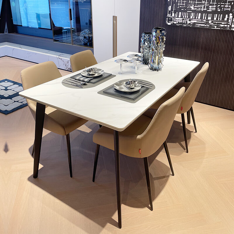 KUKA customized dining table, dining chair, small living room, sideboard, TV cabinet, background wall combination package, light luxury dining table + comfortable dining chair + custom cabinet