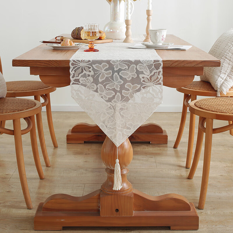 Xiuxiu lace sideboard cover for home long table runner tablecloth American pastoral long table decoration shoe cabinet dustproof cover Camellia bloom-pointed hanging spike 160cm