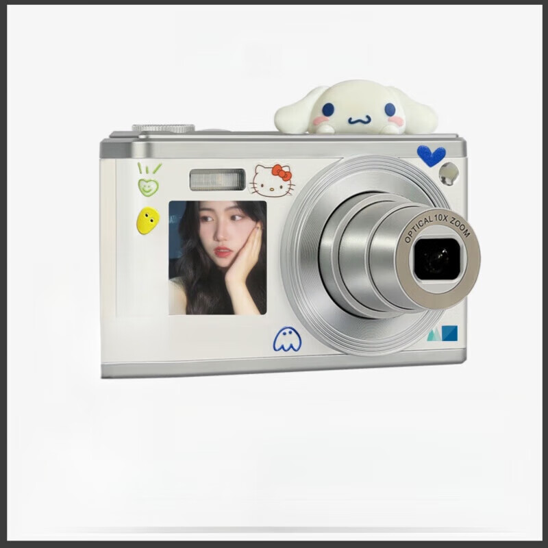HKMW's same CCD camera student portable small digital high-definition travel mirrorless entry-level camera card machine for girls C60 Time and Space Silver HD Dual Screen Auto Package 3 (64G memory card)