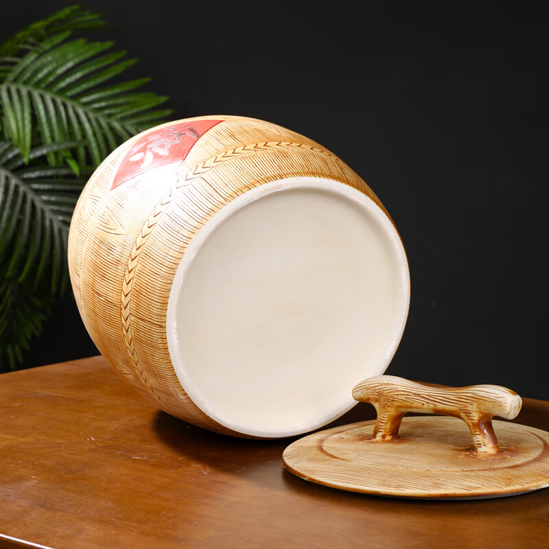 Thick ancient and thin modern Jingdezhen installed rice bucket rice cylinder ceramic cylinder with cover household 20 catties 30 catties 50 catties large water tank moisture-proof oil cylinder 10 catties