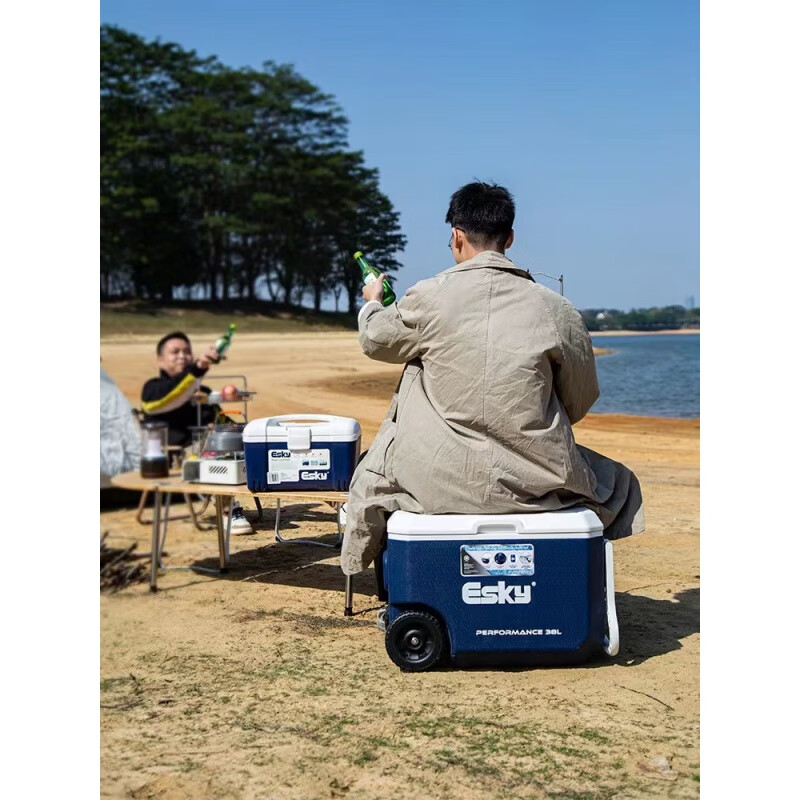 Shikun Insulation Box New 38L Vehicle Mounted Outdoor Camping Trolley with Wheels Ice Bucket Street Stall Fresh Fishing Box 38L New Style + 10 Ice Bags