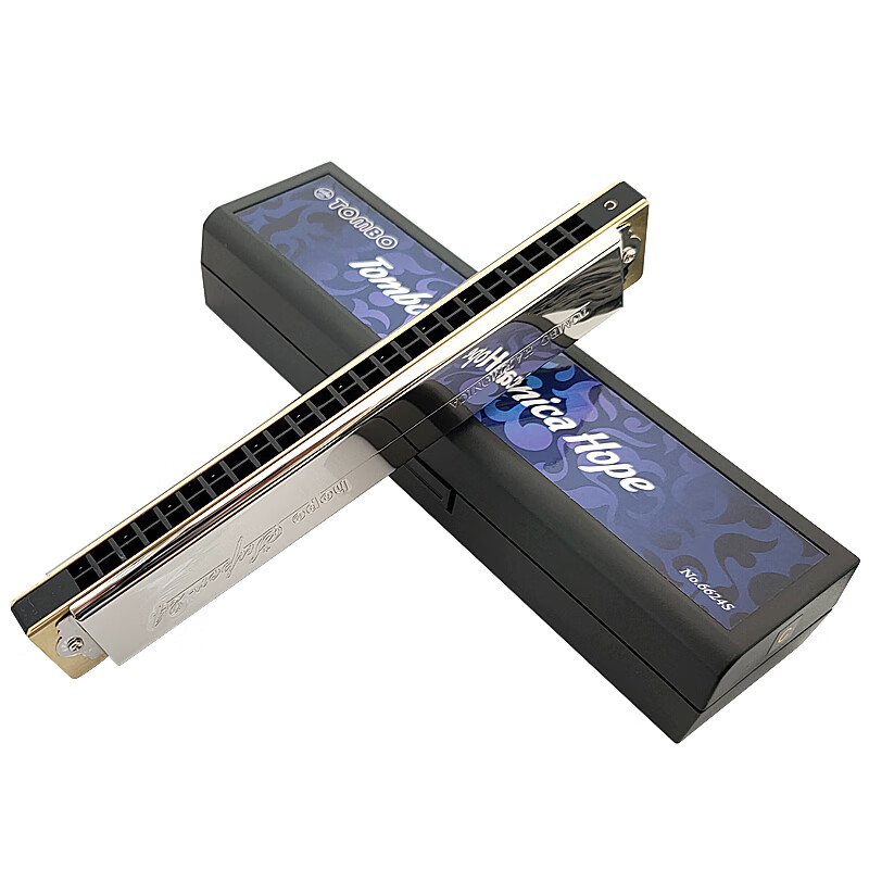 Tongbao Japanese 24-hole polyphonic harmonica in C key. Beginner entry for adult harmonica professional performance level students. 6624S C key - recommended for beginners.