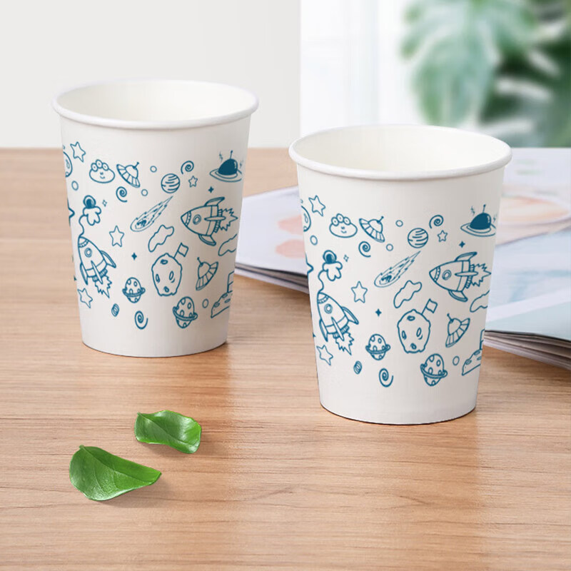Mengting disposable paper cup 233ml office coffee cup thickened paper cup family pack 100 pieces for business and home use