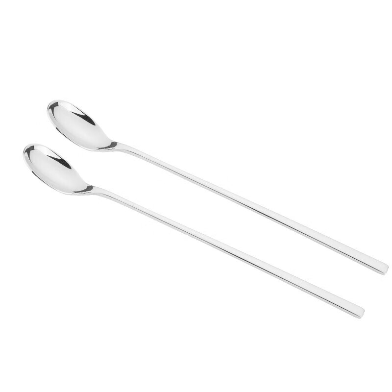 LUCUKU 304 stainless steel long-handled coffee stirring spoon, baby feeding complementary food, small spoon for stirring milk powder, 2 pieces