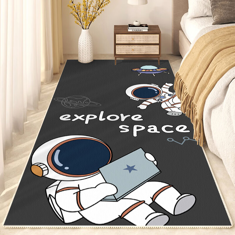 Ji Xiang Cartoon Bedside Rug Living Room Bedroom Strip Carpet Wash-Free Thickened Children's Room Balcony Tatami Bay Window Customizable Three Strawberry Bears 60X160 cm